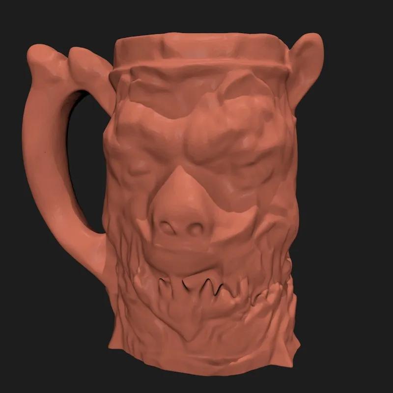 German Beer Mug with Bear Face 60k Detailed FDM supportless   