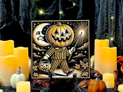 “Spark & Spirit” – Classic Halloween - Jack 2 - Vintage Pumpkin Parade Hueforge Halloween Art Piece   