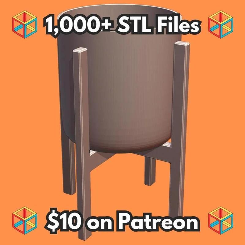 Minimalist Cylindrical Planter with Stand for Indoor Plants MineeForm FDM 3D Print STL File   
