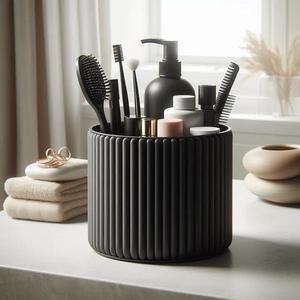 Modern Ribbed Bathroom Organizer, Make- Up Cup   