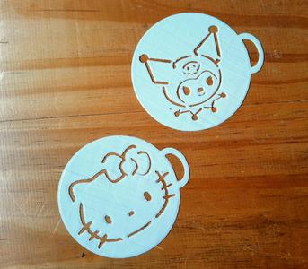 Kitty & Kuromi COFFEE STENCIL COOKIES PASTRY - sanrio characters cute
