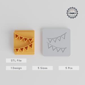 5-Piece Celebration Stamp Tile Set, 20-40mm Motifs, Perfect for Clay & Cookies, Halloween Bunting, Trick or Treat Decor PRODUCT_3963