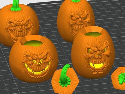 Pumpkin, Carved Scary Faces Hollow Halloween