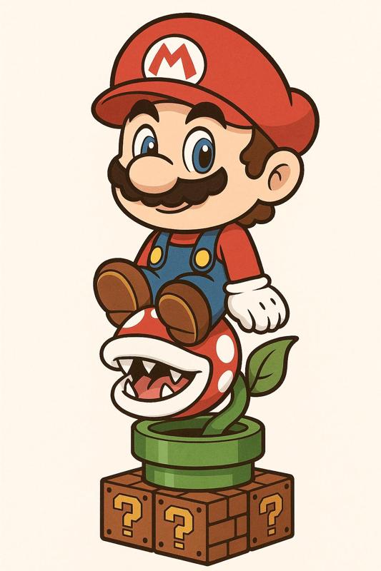 Mario Chibi on the Carnivorous Plant - Collectible Dynamic Scene
