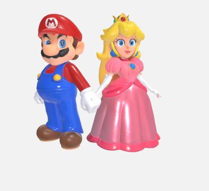 Mario and Peach Holding Hands