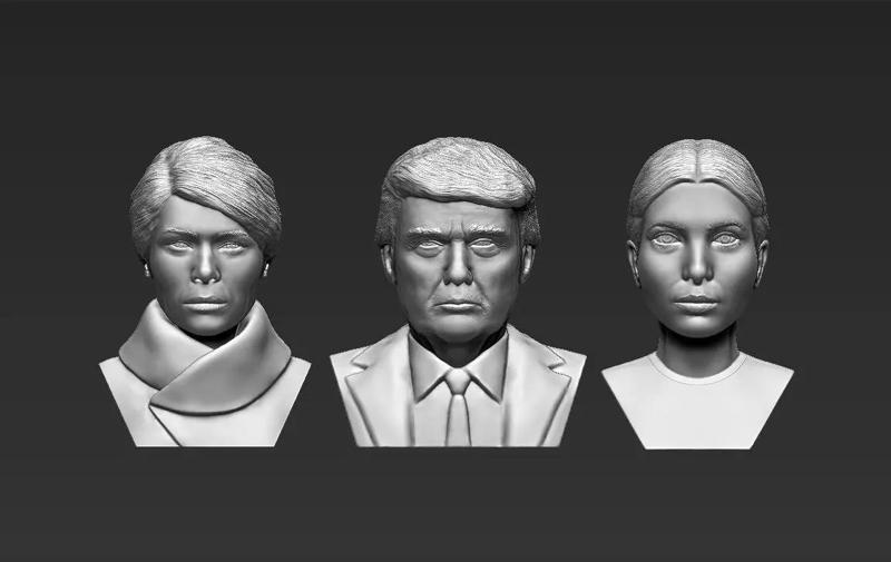 Donald Melania Ivanka Trump busts 3D printing ready  3D Model Collection