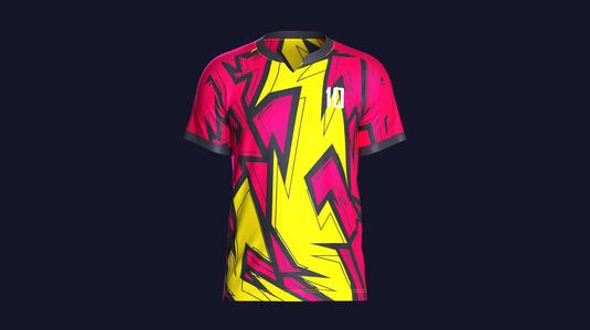 Mens Soccer Hot Pink and Yellow Jersey Player-10 | Marvelous / Clo3d / obj / fbx