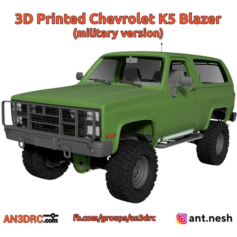 3D Printed RC Car Military Chevrolet K5 Blazer( M1009) by AN3DRC