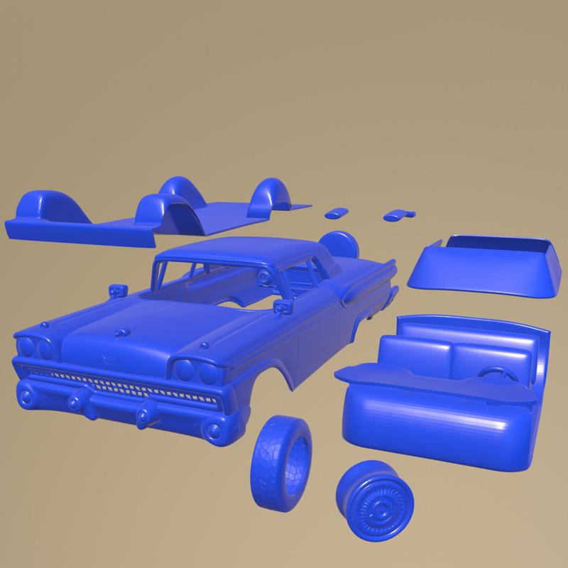 Ford Fairlane 500 Galaxie Skyliner 1959 PRINTABLE CAR IN SEPARATE PARTS