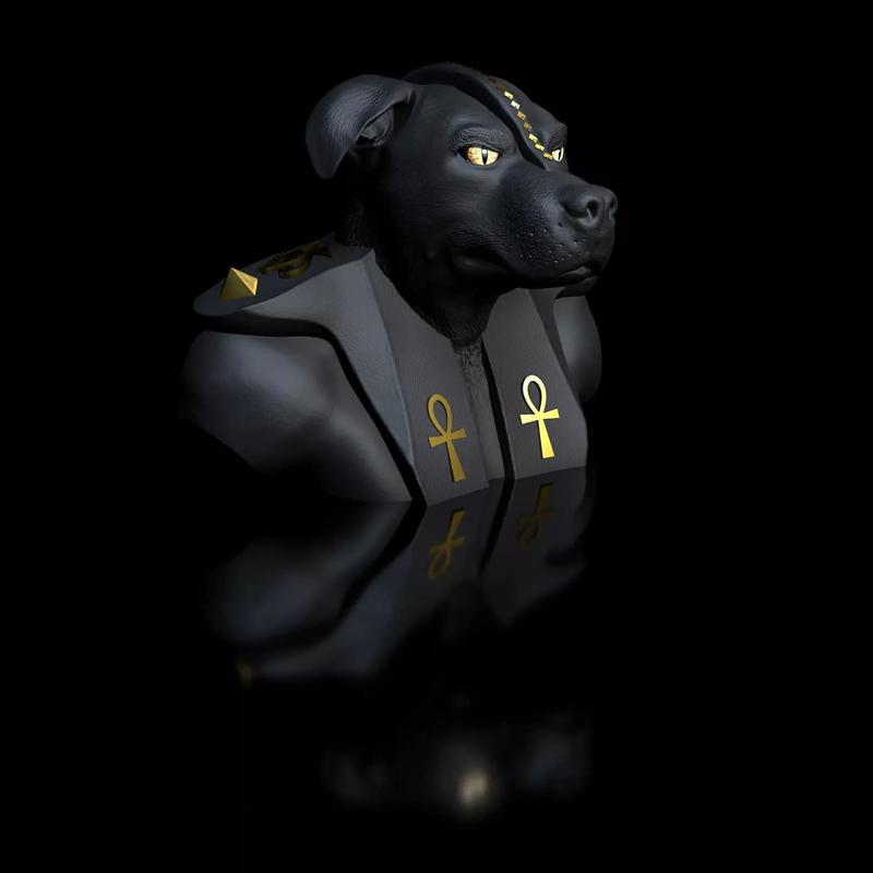 Dog American Staffordshire Terrier Anubis Bust