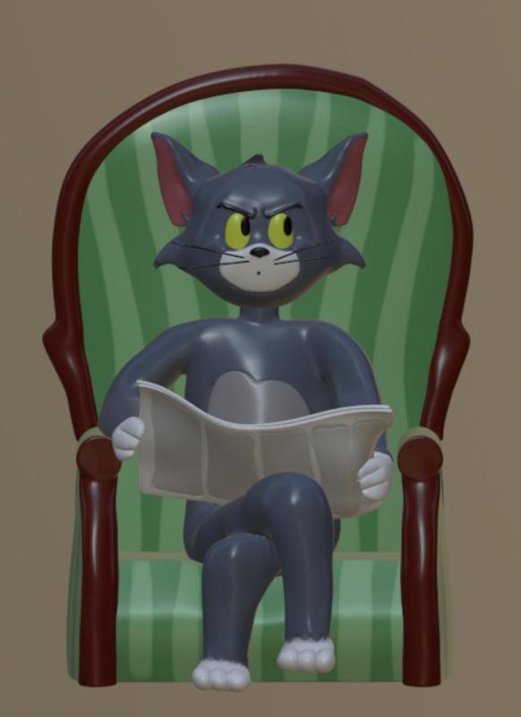 Tom Cat reading newspaper - Tom and Jerry