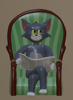 Tom Cat reading newspaper - Tom and Jerry