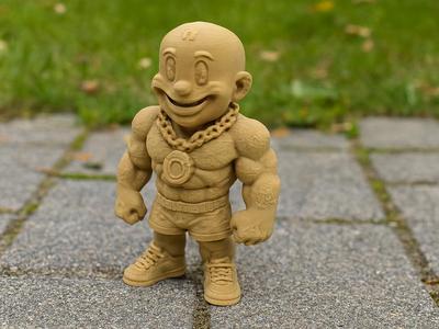 Cartoon Hero with Muscles and Chain