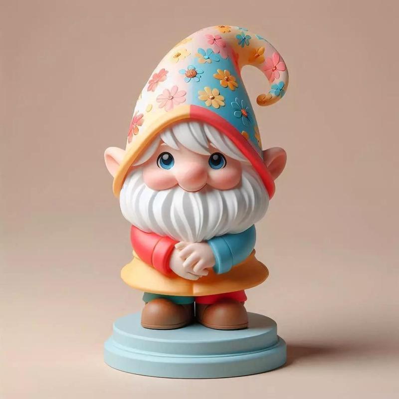 1046Fairy Tale Gnome Color Full Body Figurine on Base