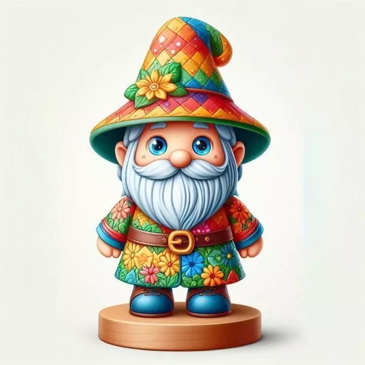 1098Fairy Tale Gnome Color Full Body Figurine on Base