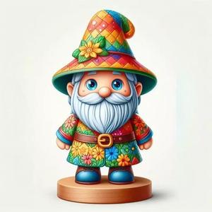 1098Fairy Tale Gnome Color Full Body Figurine on Base
