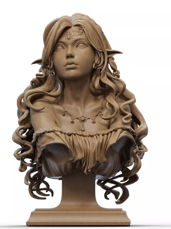Elf Princess Bust 3D Print