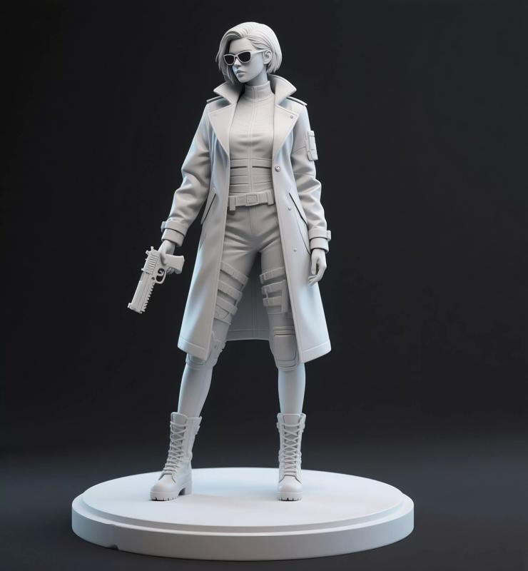 Confident Girl with Pistol