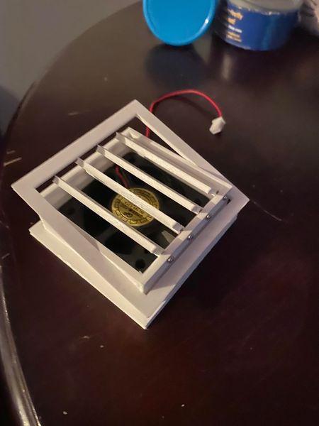 Scale Garage Eghaust Fan vent with louvers and interior trim for 50mm pc fan