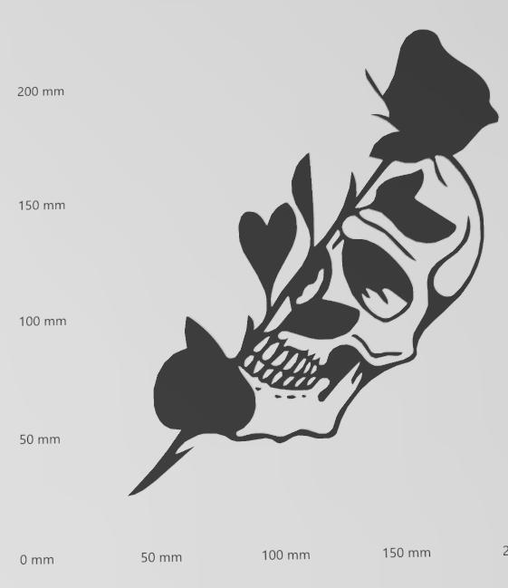 Wall tattoo skull with rose