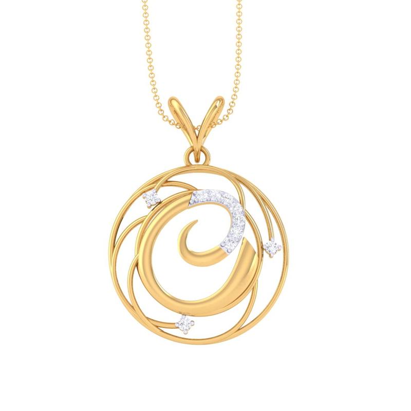 3D Printable Cad jewelry design of Lady diamond Pendant Letter model
