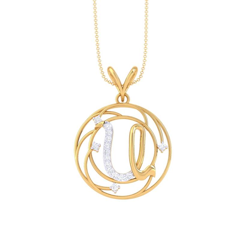 3D Printable Cad jewelry design of Lady diamond Pendant Letter model
