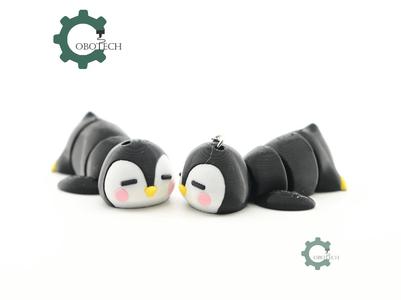 Cobotech Cute Sleepy Penguin Articulated Keychain - Cute Backpack Keychain