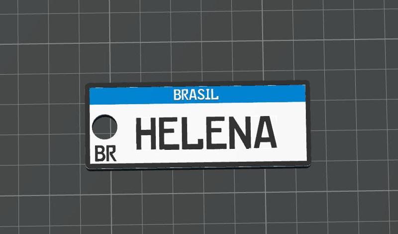 Mini placa Placa de carro Mercosul para chaveiro com nome Helena