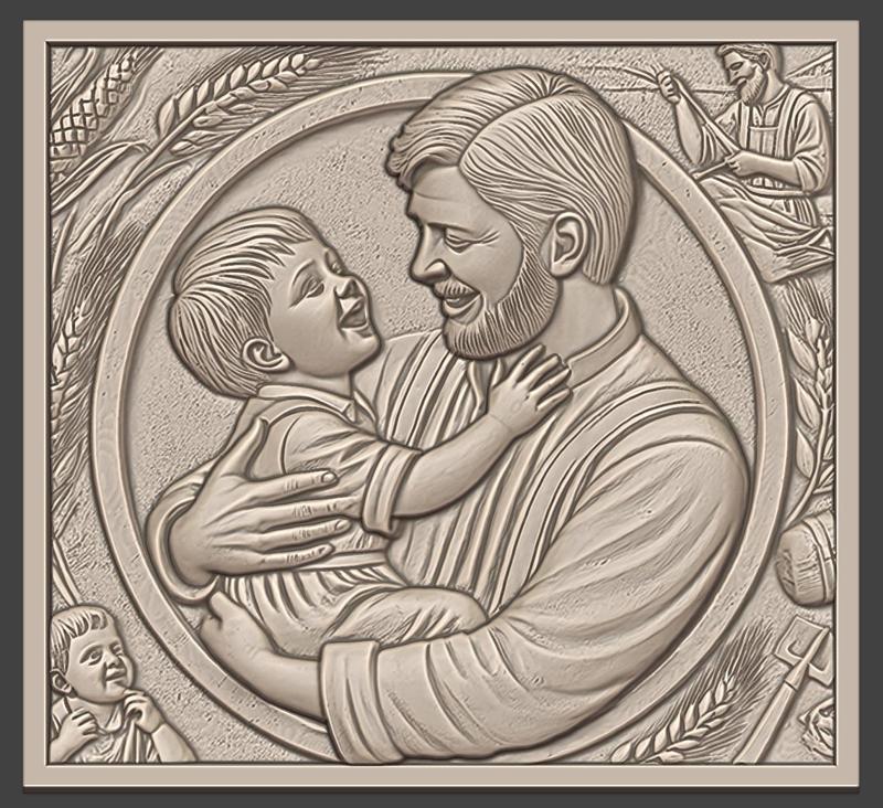 Fathers and Sons: A Legacy of Love, Bas-Relief, 3d Print, CNC Stl Model