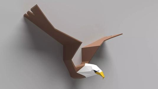 lowpoly Eagle 3D print model Low-poly 3D model wall art