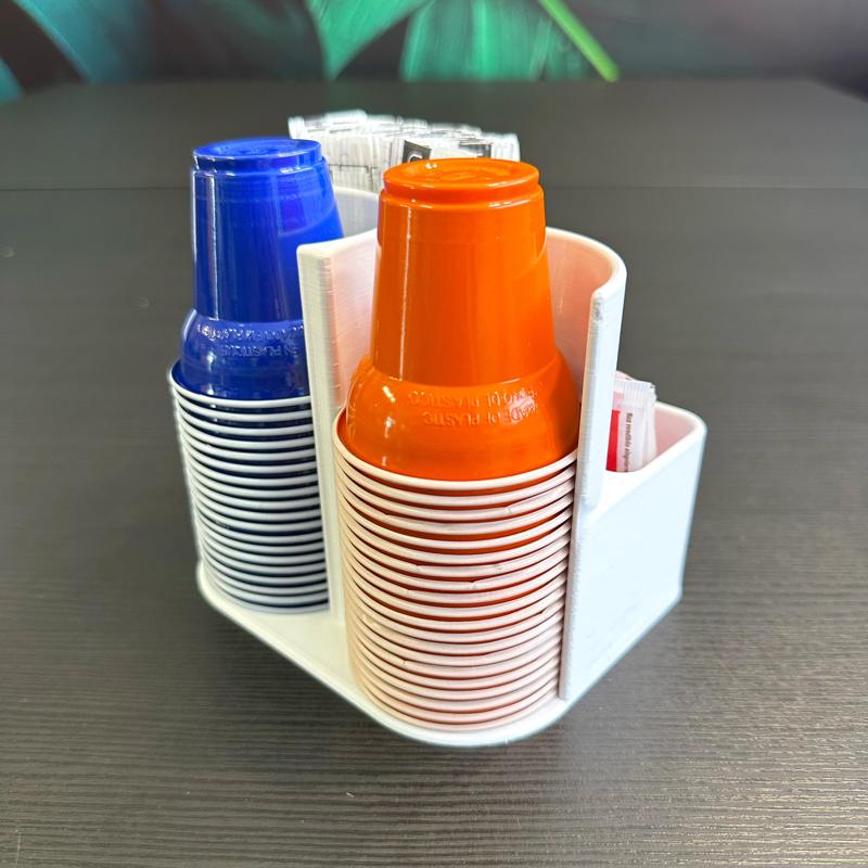 Coffee Cup Dispenser with Sugar and Stir Stick Holder – 3D Printable File