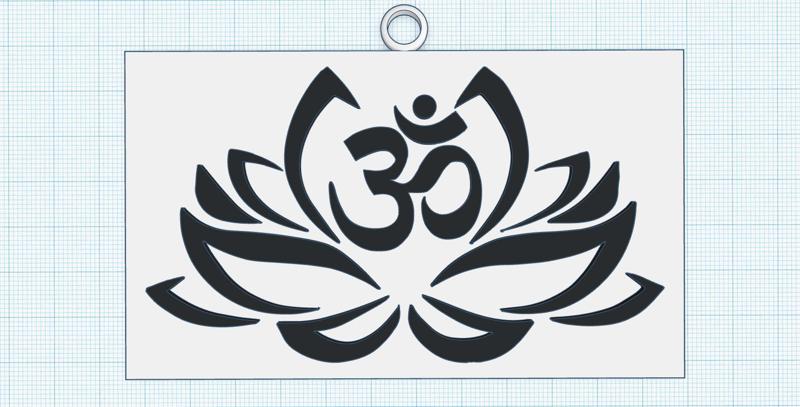 OM symbol and lotus flower, Hindu symbol, Yoga Symbol tag, wall decor print, energetic keychain, fridge magnet