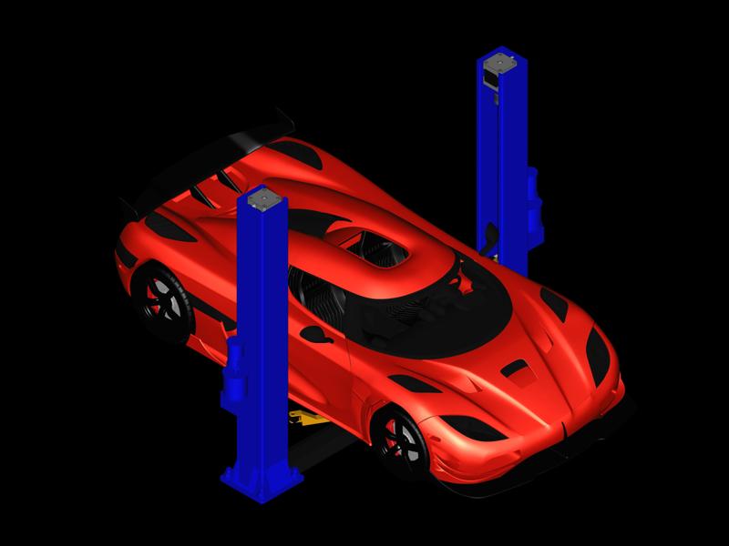 2 Post Car Lift Working Model for 1/10, 1/8, 1/5 Scale RC CARS, TRUCKS, CRAWLERS