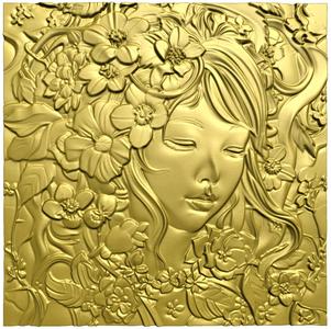 Japanese anime girl with flowers CNC 3D model