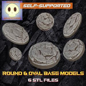 Rock ground Base Set 3 (Round and Oval Bases// 6 different base sizes)