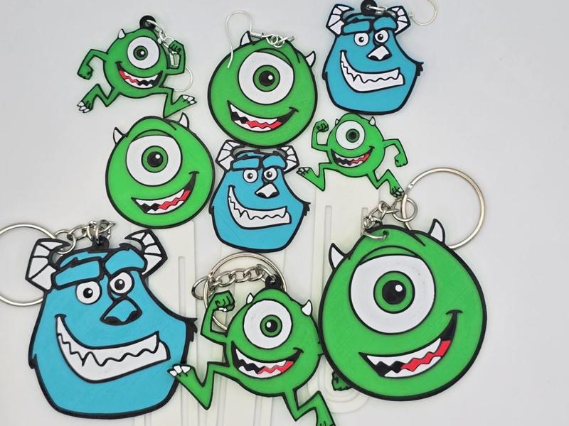 Monster Inc Keychains and Earrings