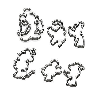 6 Biscuit Moulds - Disney -Mickey - Dingo - Minnie - Pluto- Love- Donald - Cookie cutter - Cookie cutter- Biscuit Cutter