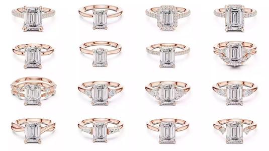 229 Emerald Cut Diamond Rings 3DM STL OBJ FBX 3 Render Video 3D Model Collection