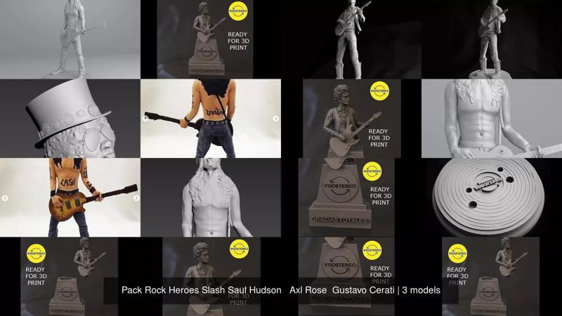 Pack Rock Heroes Slash Saul Hudson   Axl Rose  Gustavo Cerati 3D Model Collection