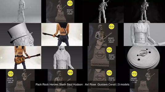 Pack Rock Heroes Slash Saul Hudson   Axl Rose  Gustavo Cerati 3D Model Collection