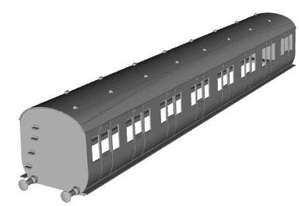 LMS  D1785 1st /3rd Comp non Corr  57ft coach 1/43 scale