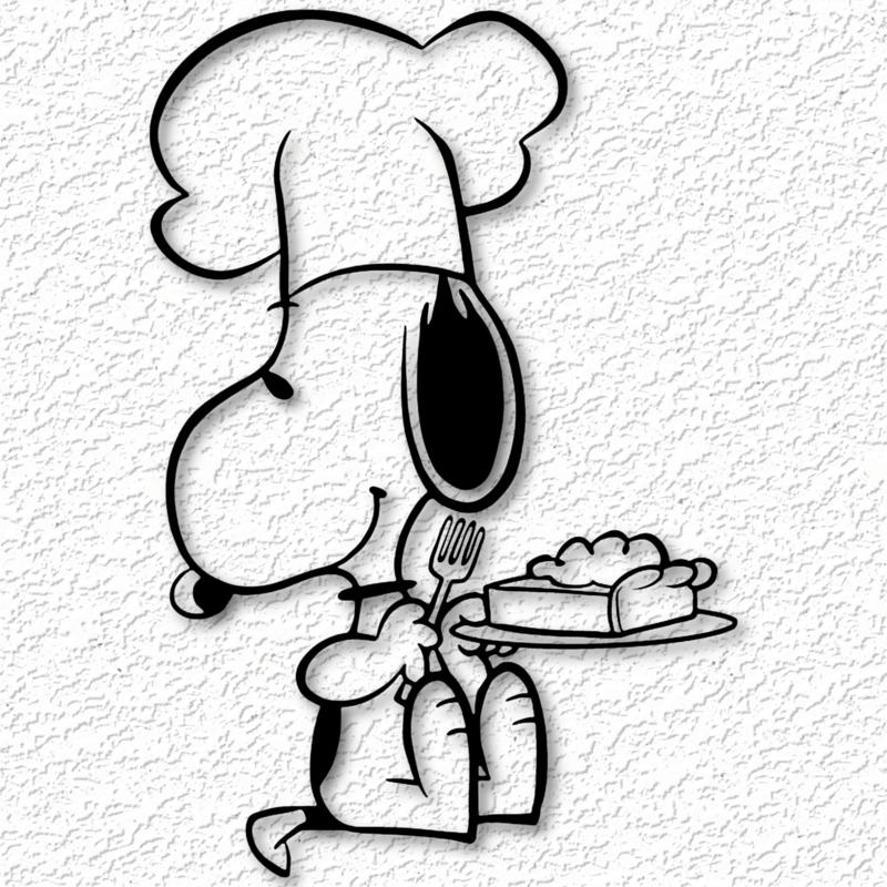 Chef Snoopy eating cake wall art Charlie Brown Wall Decor Peanuts