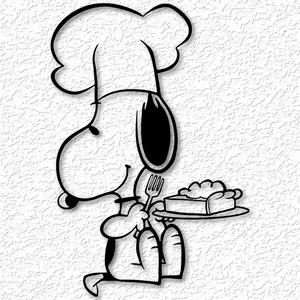 Chef Snoopy eating cake wall art Charlie Brown Wall Decor Peanuts