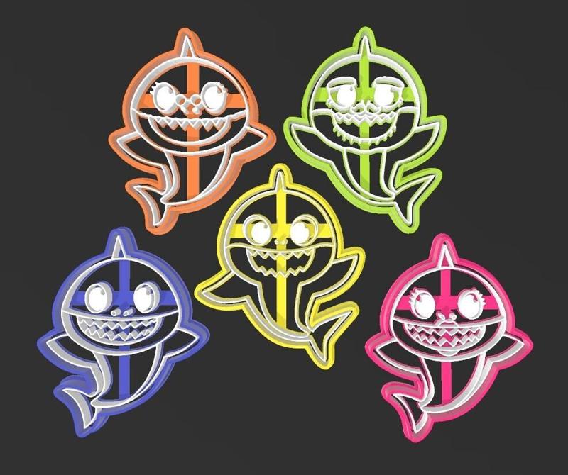 Baby Shark family, cookie cutters