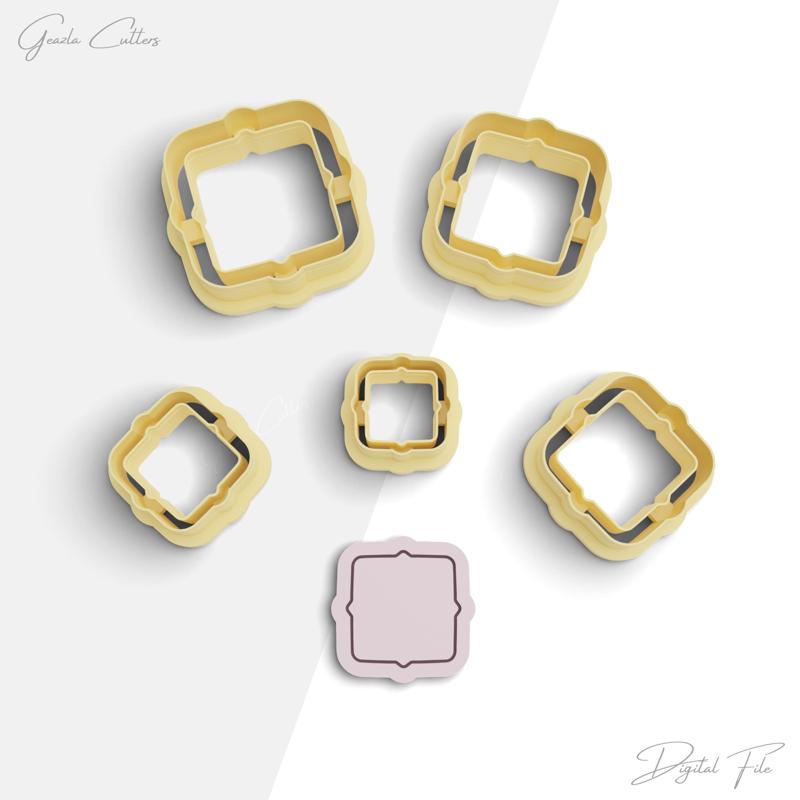 Vintage Frame Clay Cutter, Framed Shape Polymer Clay Earring Cutter, 2 Cutter Version, 5 Sizes Included, Digital STL File,No: 951