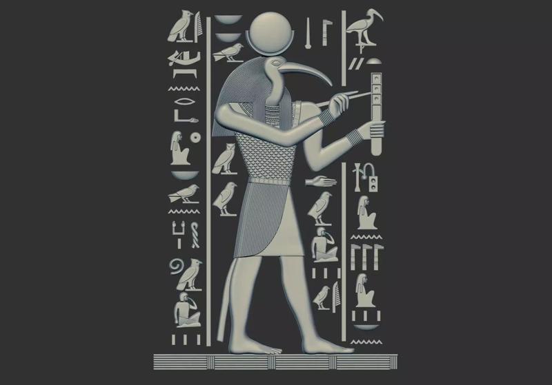 Thoth Egyptian God 3d printable relief model cnc
