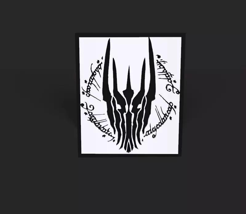 Sauron silhouette logo 3D Elvish letters
