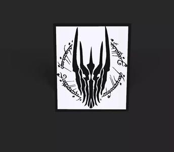 Sauron silhouette logo 3D Elvish letters