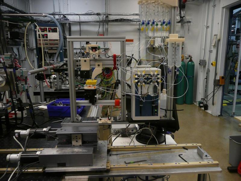 Muscle fiber rig simultainiously monitoring: force, length, sarcomere length, activation, lattice parameters via X-ray diffraction