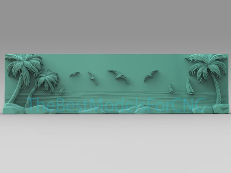 3D Model STL File for CNC Router Laser & 3D Printer Beach View